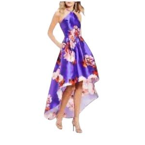 Dillard’s IN San Francisco Floral Royal Blue 
Cocktail Hi-Low Dress Size S